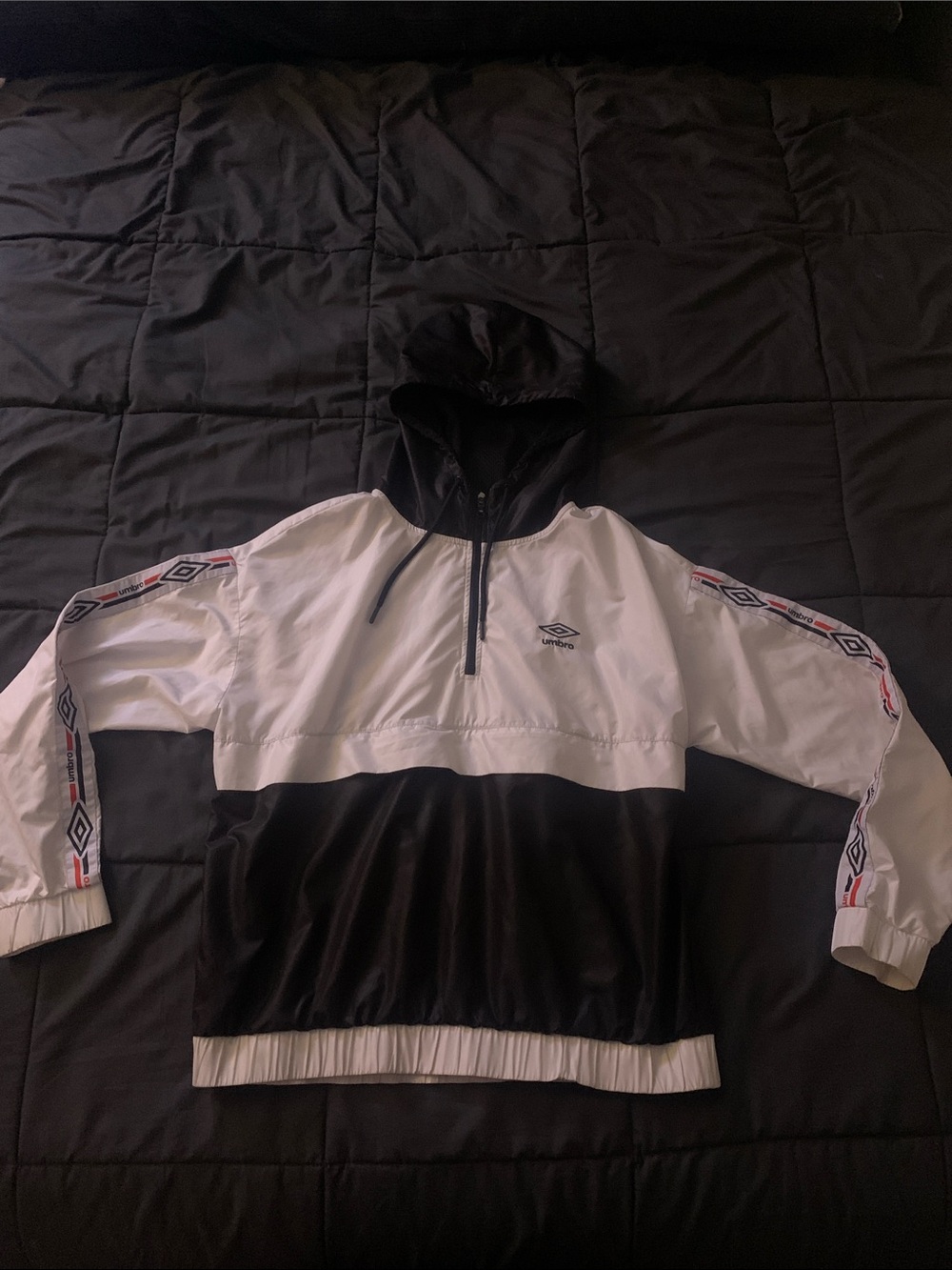 Never Worn Umbro Black and White Half-Zip Hoodie/Windbreaker